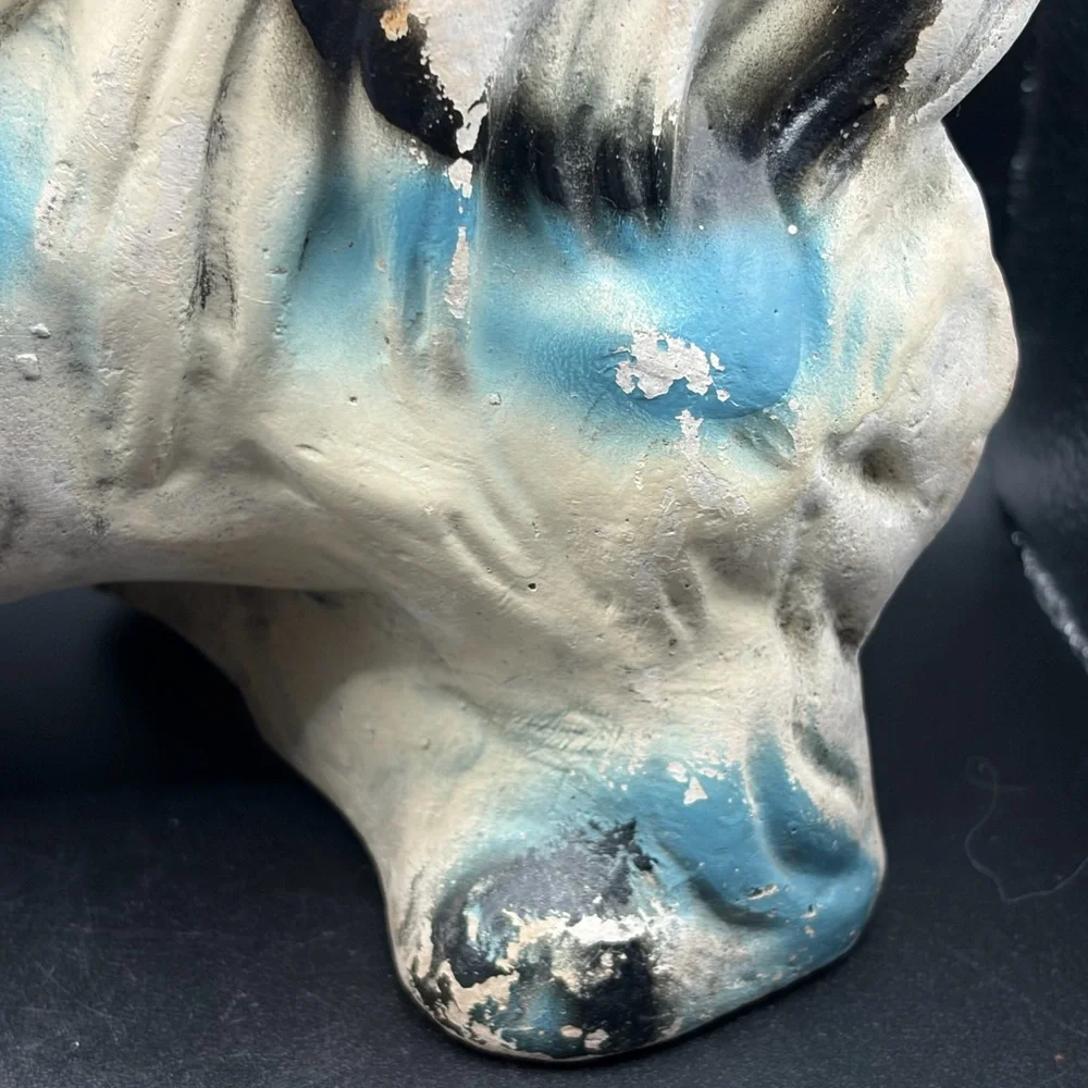 Vintage Pekingese Dog Carnival Chalkware Multicolored Statuette Figurine Figure
